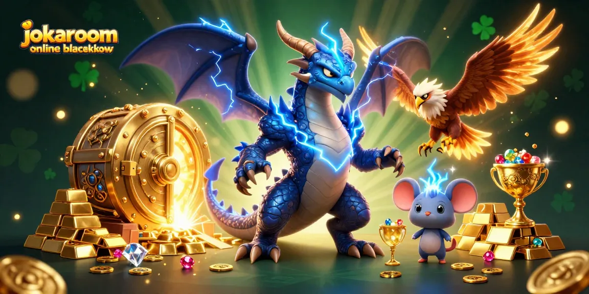 Experience the thrill of jokaroom online blackjack with exciting casino elements in a vibrant fantasy scene.