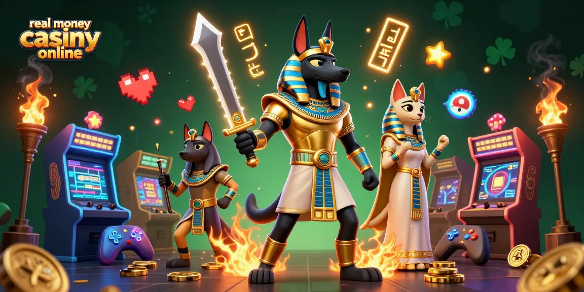 Experience the thrill of real money casino online with Anubis and Bastet in a vibrant gaming scene.